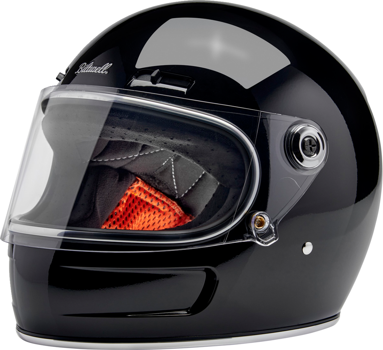 Gloss black BILT WELL Gringo SV motorcycle helmet in XS size with sleek design and matte finish, featuring clear visor and ventilation.
