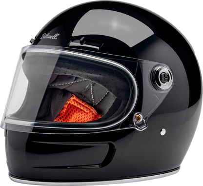Gloss black BILT WELL Gringo SV motorcycle helmet in XS size with sleek design and matte finish, featuring clear visor and ventilation.