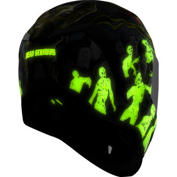 Black ICON Airform™ helmet in medium size with Dead Serious design, featuring a sleek helmet shape and matte finish.