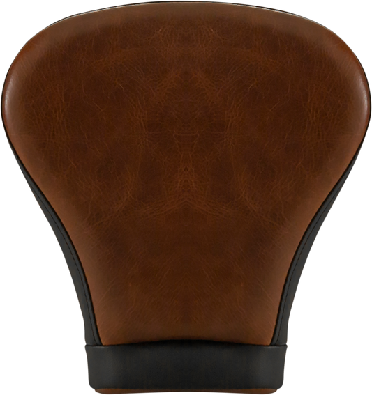 Brown Saddlemens Pillion Pad for Lariat Touring seats on FL models 2008-2023, with extended reach design, by Bill's Exhausts.
