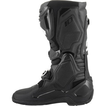 Alpinestars Tech 10 Enduro Boots in black, US size 10, featuring rugged design and protective features for off-road riding.