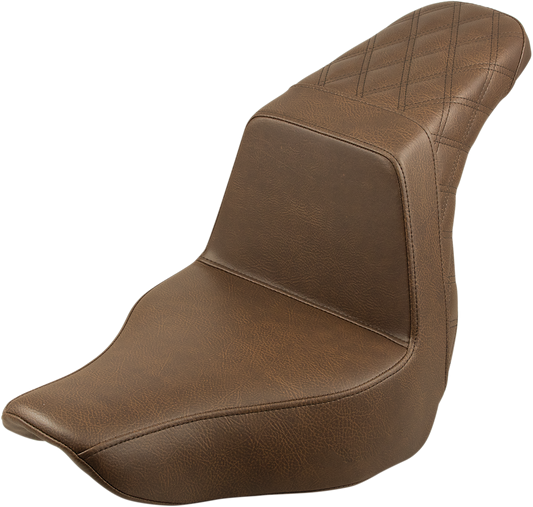 SADDLEMEN Step-Up Seat - Rear Lattice Stitch - Brown 818-29-173BR - Howling Moto