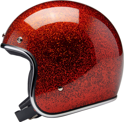 BILTWELL Bonanza helmet in Rootbeer Megaflake finish, medium size, featuring a glossy helmet with bold design and ventilation vents.