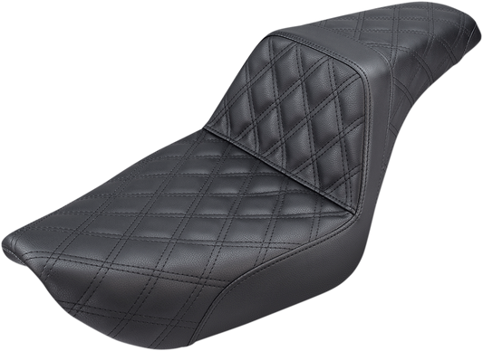 SADDLEMEN Step-Up Seat - Full Lattice Stitch - Black - Dyna 896-04-175 - Howling Moto