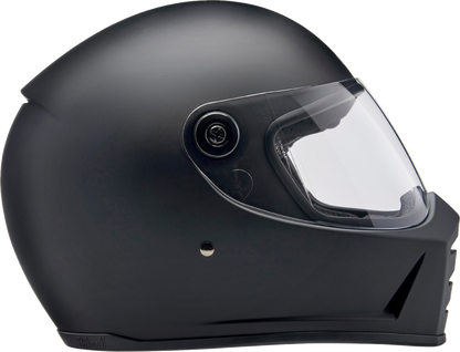 Black BILTWEEL Lane Splitter motorcycle helmet in large size, featuring a sleek flat black finish and aerodynamic design.