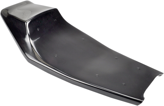 SADDLEMEN Caballero Tail Section seat for motorcycles, featuring sleek black leather with detailed stitching and metal mounting points.