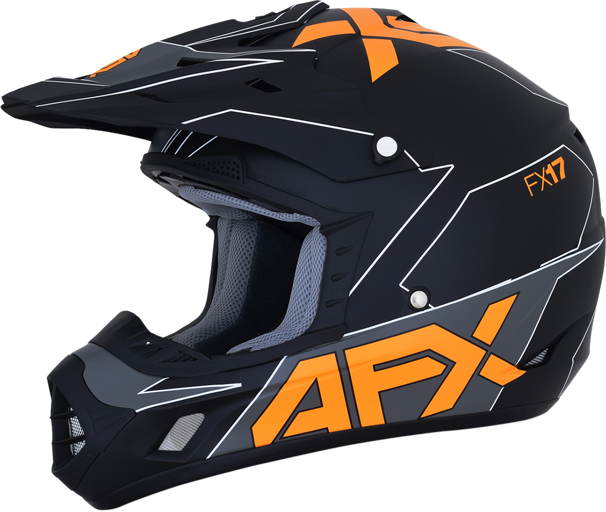 Bill's Exhausts AFX FX-17 helmet in matte black and orange, small size, with a sleek aerodynamic design.