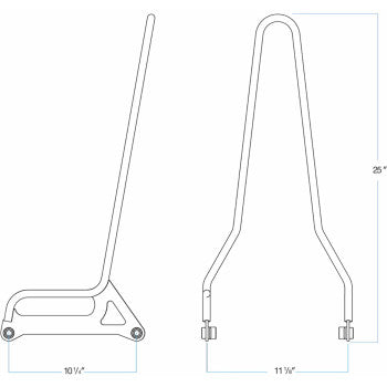 Chrome BILTWELL EXFIL Sissy Bar for FXD motorcycle, featuring a sleek and sturdy design with mounting hardware visible.