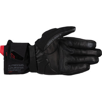 Alpinestars WT-4 Gore-Tex gloves in black, 2XL, with textured palm and adjustable wrist straps for motorcycle riding protection.