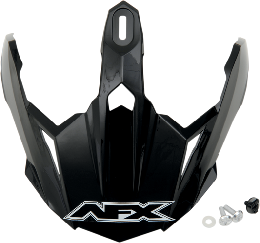 Gloss black AFX FX-39DS Peak helmet with screws, featuring a sleek design and matte finish, designed for motorcycle safety and style.