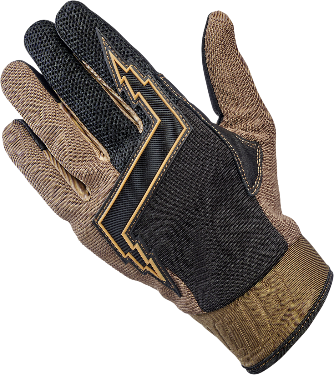 BILTwell Baja Gloves in chocolate color, large size, durable motorcycle gloves from Bill's Exhausts with reinforced design