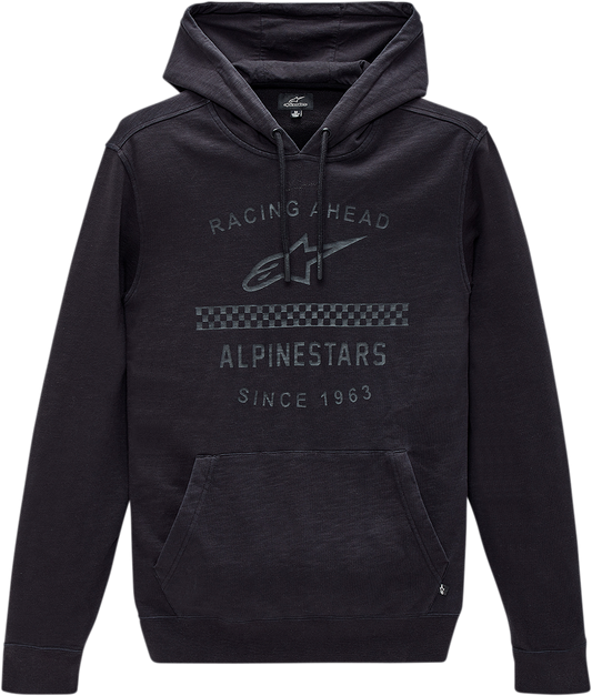 Alpinestars Garage Hoodie in black, medium size, featuring a casual hoodie design with logo details and a front pouch pocket.