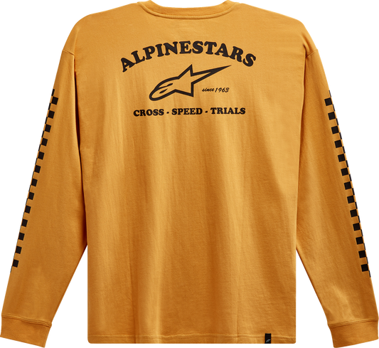 Bill's Exhausts Alpinestars Sunday long-sleeve T-shirt in gold, medium, featuring a stylish design and comfortable fit.