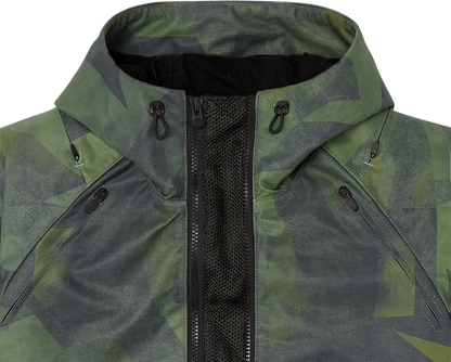Bill's Exhausts ICON Airform Battlescar™ Green Jacket in 2XL, showing the jacket's textured fabric and stylish design.