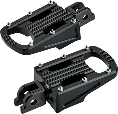 Black BILTWELL Punisher Driver Footpeg for motorcycles, featuring M8 mounting hardware and durable body design.