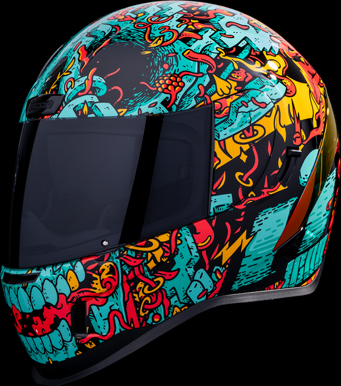 Blue ICON Airform™ Helmet with MIPS® technology, size medium, featuring Munchies design, protective bike helmet by Bill's Exhausts.