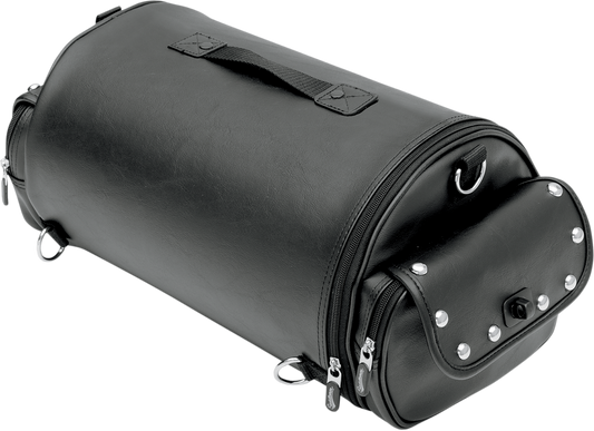 SADDLEMEN Desperado Rollbag 3515-0117 motorcycle seat bag on a seat, featuring durable material and secure straps, by Bill's Exhausts