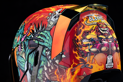 Bill's Exhausts ICON Airflite™ helmet in red with MIPS® protection, medium size, featuring aerodynamic design and ventilation.