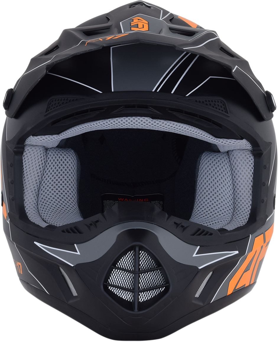 Bill's Exhausts AFX FX-17 motorcycle helmet in matte black and orange, small size, with a sleek aerodynamic design.