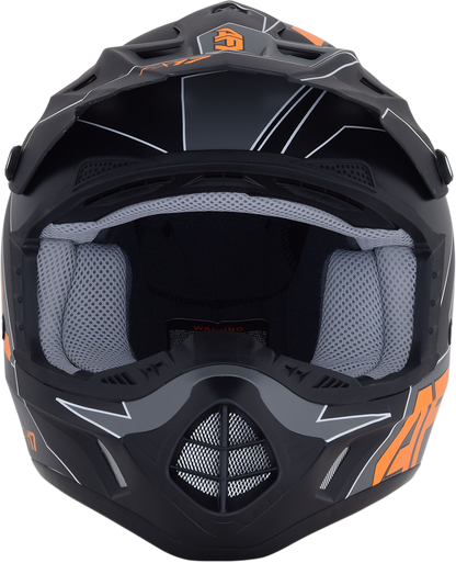 Bill's Exhausts AFX FX-17 motorcycle helmet in matte black and orange, small size, with a sleek aerodynamic design.