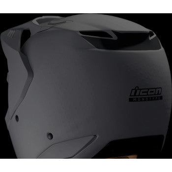 Gray ICON Elsinore™ helmet in XS size, featuring a sleek design with Monotype graphics, ideal for motorcycle riders.