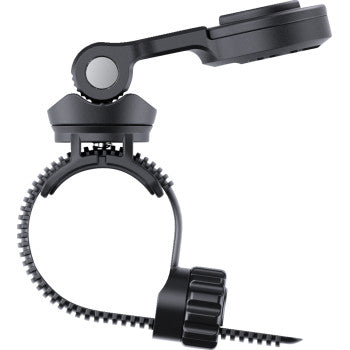 Bill's Exhausts SP CONNECT universal device mount attached to a motorcycle handlebar for secure smartphone installation.