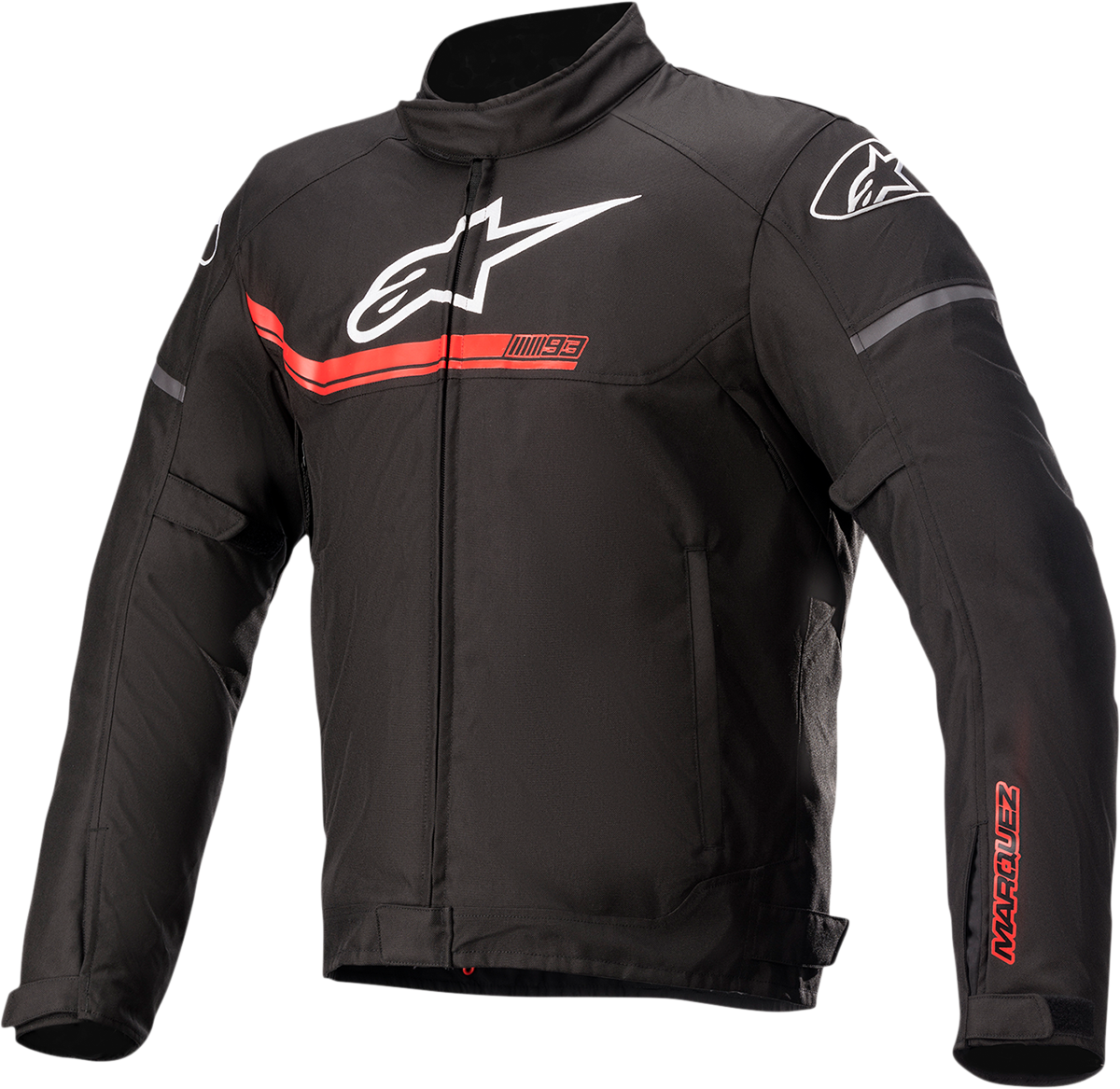 Black and red ALPINESTARS Austin Jacket in 2XL, featuring a stylish motorcycle jacket design with adjustable collar and zippered pockets.