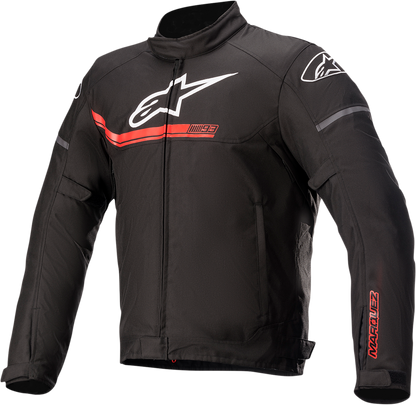 Black and red ALPINESTARS Austin Jacket in 2XL, featuring a stylish motorcycle jacket design with adjustable collar and zippered pockets.