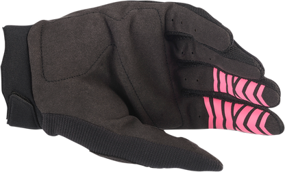 Alpinestars Women Stella Full Bore Gloves in black and fluo pink, size XL, featuring protective padding and breathable material.