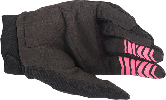 Alpinestars Women Stella Full Bore Gloves in black and fluo pink, size XL, featuring protective padding and breathable material.