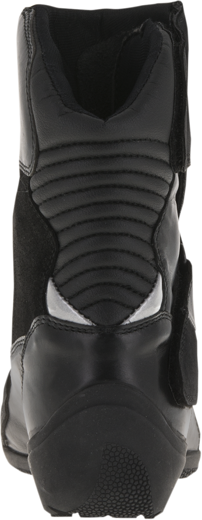 Black Alpinstars Stella Valencia waterproof motorcycle boots in US size 8 (EU 39) with sturdy design and waterproof material.