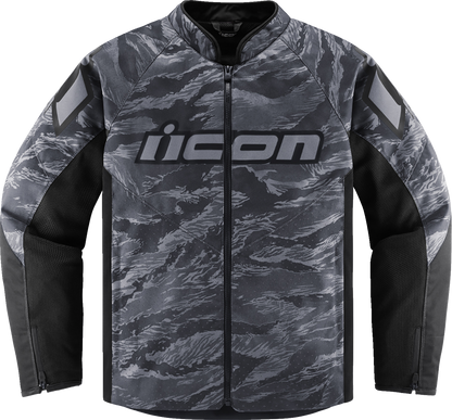Bill's Exhausts ICON Hooligan CE Tiger's Blood Gray Jacket, small size, featuring a stylish design and durable material.