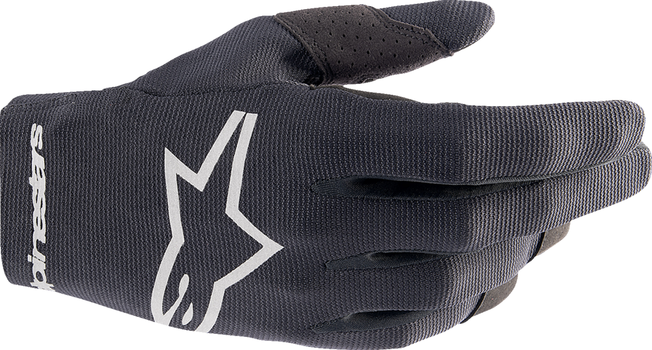 Black Alpinestars Youth Radar Gloves in small size, featuring protective design and sporty style for young riders.