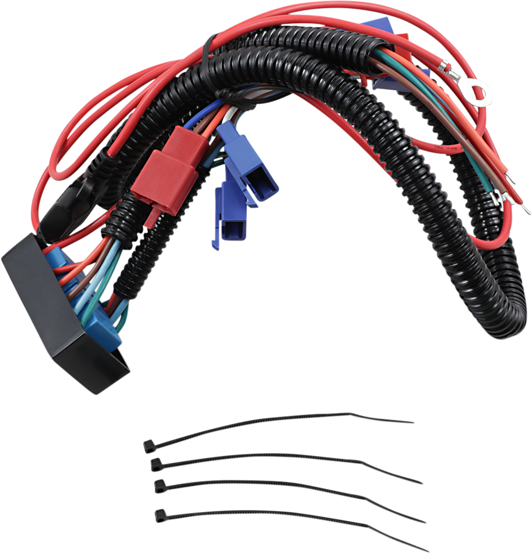 Bill's Exhausts SHOW CHROME Trailer Wire Harness 52-694 engine component with wiring connectors and metal parts for trailer wiring system.