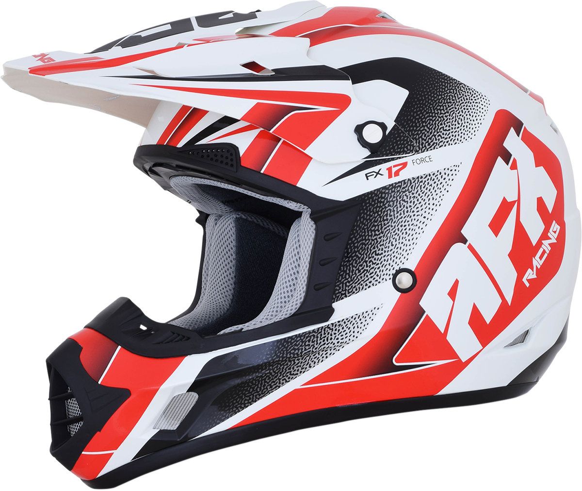 Pearl white and red AFX FX-17 motorcycle helmet in small size, featuring a sleek design and clear visor.