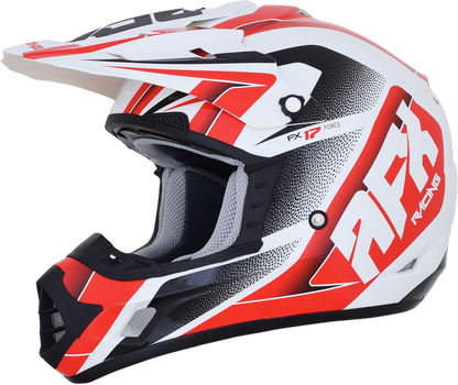 Pearl white and red AFX FX-17 motorcycle helmet in small size, featuring a sleek design and clear visor.