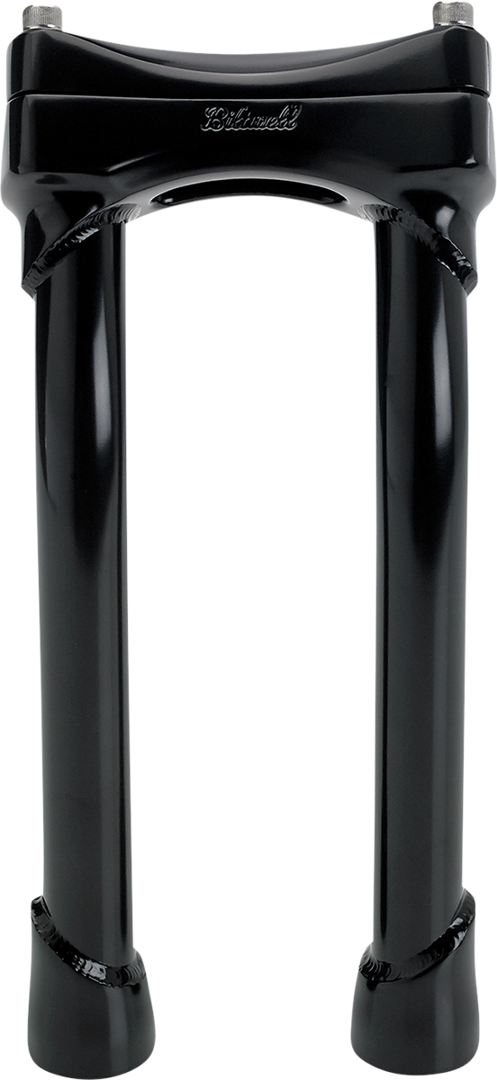 Black BILTWell Murdock oversized handlebar risers with pullback, 10-inch height, designed for motorcycle handlebars.