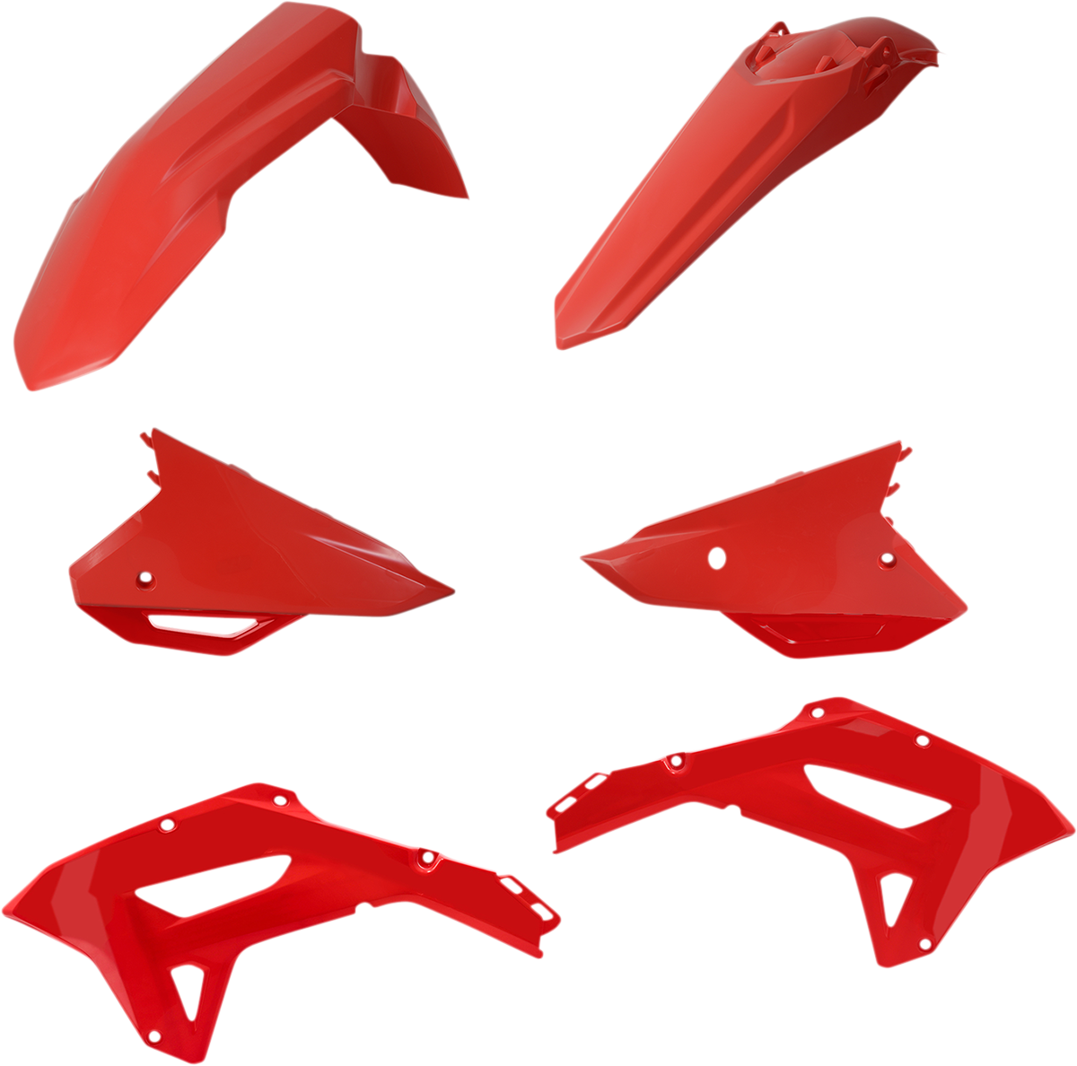 Red Acerbis standard replacement body kit for motorcycles, featuring durable plastic panels and sleek design.