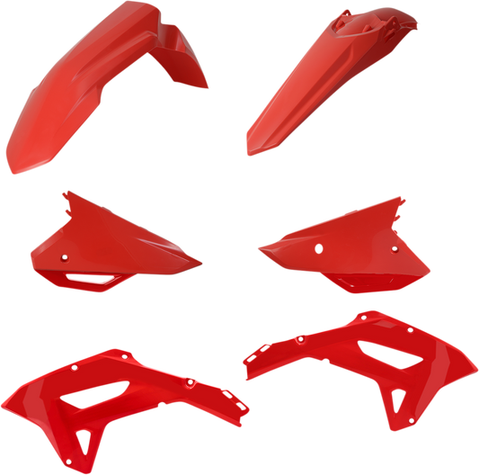 Red Acerbis standard replacement body kit for motorcycles, featuring durable plastic panels and sleek design.