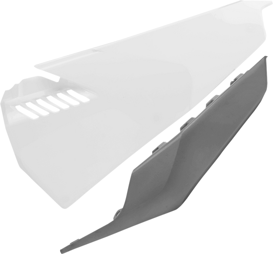 Acerbis white and gray side panel vent for motorcycle body, showcasing its sleek design and vent openings for airflow.