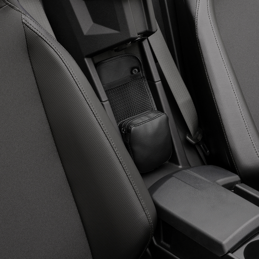 Black SHOW CHROME Kaliber Center Console Organizer for engines, designed by Bill's Exhausts, with a sleek, compact engine component design.