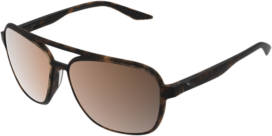 100% Kasia Aviator Sunglasses - Round - Havana - Bronze Polarized 61042-089-49 - Howling Moto