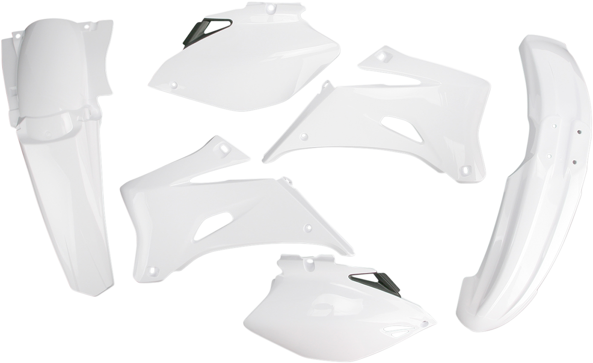 A white Acerbis standard replacement body kit for Yamaha YZ250/450F motocross bikes, model years 2006-2009, with front and side panels.