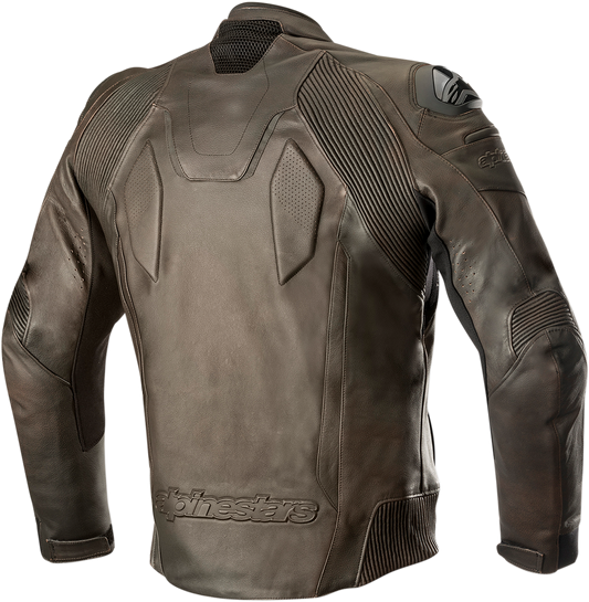 Alpinestars Caliber brown jacket in US 44 / EU 54, featuring a stylish, fitted design with zipper pockets and a high collar.