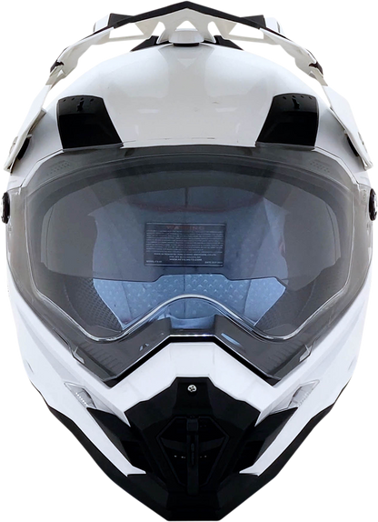 Bill's Exhausts AFX FX-41DS helmet in pearl white, large size, with sleek aerodynamic design and clear visor.