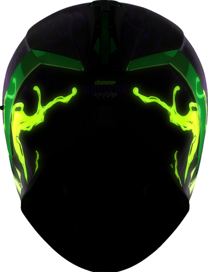 Bill's Exhausts ICON Airform™ Helmet for men, purple MIPS helmet with adjustable fit, medium size, designed for safety and comfort.