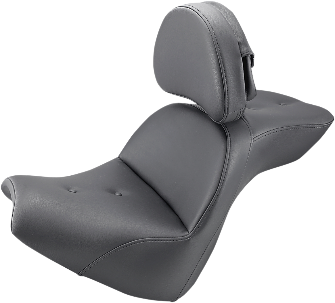 Bill's Exhausts SADDLEMEN Explorer Road Sofa Seat with backrest, motorcycle seat designed for comfort and style.