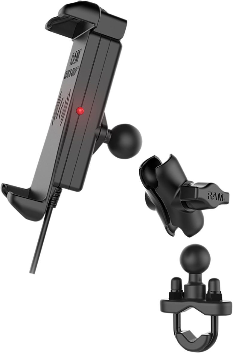 RAM MOUNTS Device Holder - Quick-Grip - Charging - Wireless - Waterproof - Hardwire Charger - U-Bolt RAMB149ZAUN14WV - Howling Moto