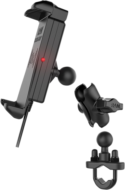 RAM MOUNTS Device Holder - Quick-Grip - Charging - Wireless - Waterproof - Hardwire Charger - U-Bolt RAMB149ZAUN14WV - Howling Moto