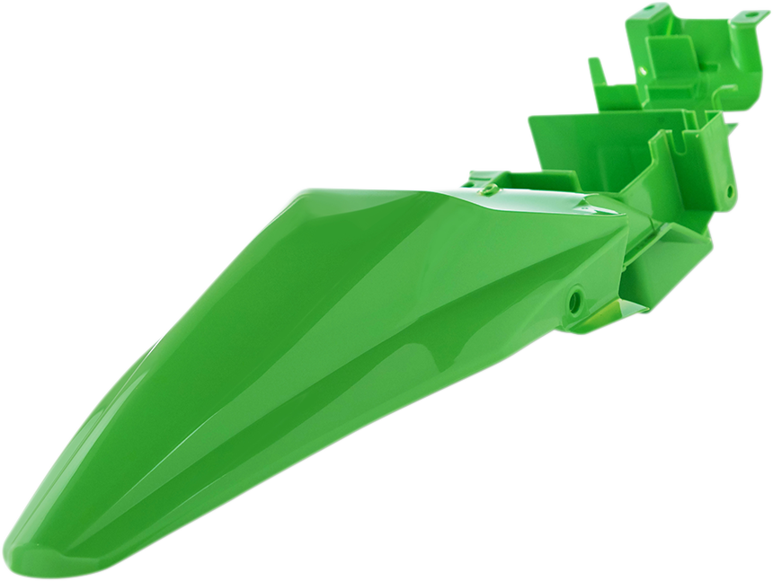 A green Acerbis rear fender for motorcycle, made of durable body material, designed for off-road or dirt bikes.